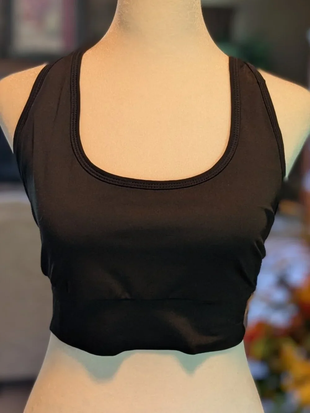 Black Racer-Back Adjustible Sports Bra-Size L - Picture 2 of 5